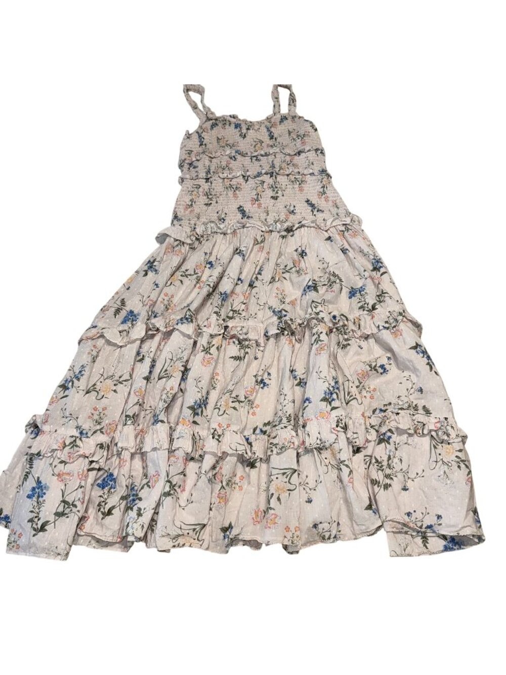 Saylor Althea Multi Cream Floral Print Smocked Midi Dress Women's Size M/L